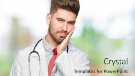  Presentation with new born doctor - Theme enhanced with depression problems with crossed arms background and a  colored foreground