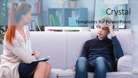  Presentation with teen therapy - Beautiful slide deck featuring depression teen - depressed teenager having therapy session backdrop and a light blue colored foreground