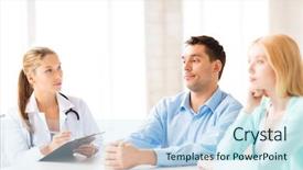  Presentation with patients - PPT theme consisting of depressive medical staff - bright picture of doctor background and a  colored foreground