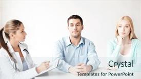  Presentation with patients - Colorful slide deck enhanced with depressive medical staff - bright picture of doctor backdrop and a  colored foreground