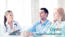  Presentation with patients - Colorful PPT theme enhanced with depressive medical staff - bright picture of doctor backdrop and a  colored foreground