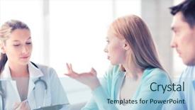  Presentation with patients - PPT layouts featuring depressive medical staff - bright picture of doctor background and a  colored foreground