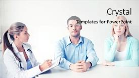  Presentation with patients - Slides having depressive medical staff - bright picture of doctor background and a  colored foreground