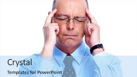  Presentation with stress - Slide set consisting of depressive medical staff - businessman having a stress isolated background and a light blue colored foreground