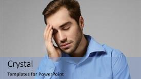  Presentation with depressed - Cool new theme with depressive medical staff - depressed young man on grey backdrop and a light blue colored foreground