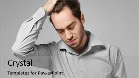  Presentation with depressed - Theme enhanced with depressive medical staff - depressed young man on grey background and a light gray colored foreground