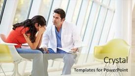  Presentation with depressed - Slides with depressive medical staff - doctor offering counselling to depressed background and a soft green colored foreground