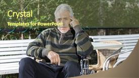  Presentation with nurse a male patient - Presentation theme having depressive medical staff - pensive senior male patient sitting background and a tawny brown colored foreground