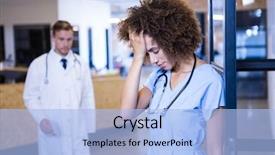  Presentation with medical hand - Amazing presentation having depressive medical staff - tensed female doctor standing backdrop and a light blue colored foreground