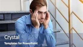  Presentation with medical worker - PPT theme consisting of depressive medical staff - tired office worker sitting background and a ocean colored foreground