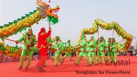  Presentation with festival dance - Slides consisting of deqing-china-mar-2-dragon background and a red colored foreground