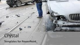  Presentation with street accident - Amazing slide set having derailers - group car accident with many backdrop and a light gray colored foreground