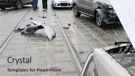  Presentation with street accident - Presentation design consisting of derailers - group car accident with many background and a light gray colored foreground
