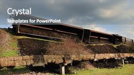  Presentation with accident - Slide set having derailers - train accident background and a gray colored foreground