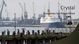  Presentation with old ship - PPT theme having derelict old pier at southampton background and a light gray colored foreground