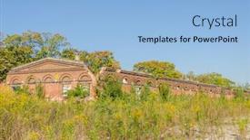  Presentation with textile industry - Audience pleasing presentation consisting of derelict textile industry factory lodz poland backdrop and a light blue colored foreground
