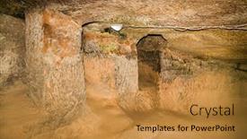  Presentation with ancient - Audience pleasing presentation design consisting of derinkuyu-underground-city-is-one backdrop and a gold colored foreground