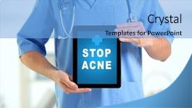  Presentation with dermatitis - Cool new PPT layouts with dermatitis - dermatologist with tablet on blurred backdrop and a light blue colored foreground