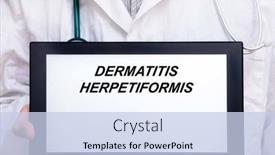  Presentation with dermatitis - Presentation theme consisting of dermatitis-herpetiformis-doctor-with-rare background and a sky blue colored foreground
