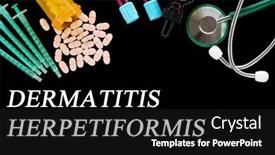  Presentation with medical pills - Presentation theme featuring dermatitis-herpetiformis-text-on-medical background and a black colored foreground