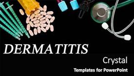  Presentation with medical pills - PPT layouts consisting of dermatitis-text-on-medical-background background and a black colored foreground