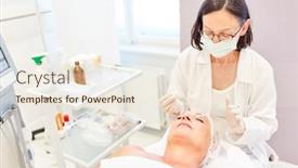  Presentation with elderly - Slide deck consisting of dermatologist-and-elderly-patient-doing background and a cream colored foreground