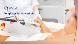  Presentation with laser - Slides having dermatologist-and-patient-performing-laser background and a sky blue colored foreground