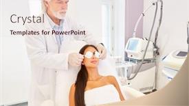  Presentation with laser - Presentation theme with dermatologist-prepares-patient-for-laser background and a lemonade colored foreground