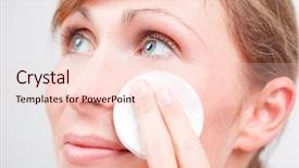  Presentation with skin anatomy face and head - Audience pleasing presentation theme consisting of dermis - female in bothroom claening face backdrop and a lemonade colored foreground