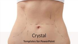  Presentation with plastic surgery - Audience pleasing presentation design consisting of dermis - female tummy on white background backdrop and a coral colored foreground