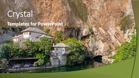  Presentation with cave - Slide set having dervish-house-on-buna-spring background and a coral colored foreground