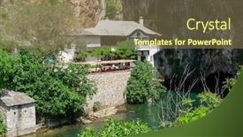  Presentation with house building - Colorful PPT theme enhanced with dervish-house-or-blagaj-tekija backdrop and a violet colored foreground