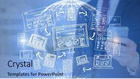  Presentation with web technology - Audience pleasing presentation theme consisting of desaign graphic with technological earth backdrop and a  colored foreground