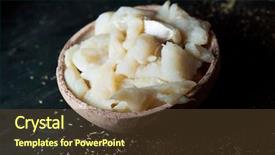  Presentation with table salt - Presentation theme enhanced with desalination - closeup of some desalinated strips background and a tawny brown colored foreground