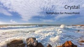  Presentation with storm - Slides featuring desasters - storm on mediterranean sea background and a light blue colored foreground