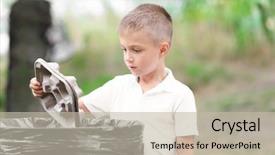  Presentation with smar garbage - Presentation theme enhanced with descartes - little boy throwing garbage background and a  colored foreground