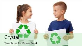  Presentation with recycling paper - Theme consisting of descartes - little children holding paper sheets background and a seafoam green colored foreground