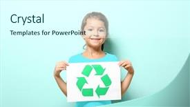  Presentation with recycling paper - Presentation theme with descartes - little girl holding paper sheet background and a cool aqua colored foreground