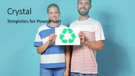  Presentation with recycling paper - Amazing slides having descartes - young couple holding paper sheet backdrop and a light blue colored foreground