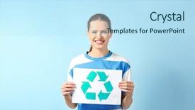  Presentation with recycling paper - Audience pleasing PPT theme consisting of descartes - young woman holding paper sheet backdrop and a  colored foreground