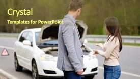  Presentation with highway - Presentation design featuring describing people - couple near broken car background and a tawny brown colored foreground