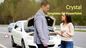  Presentation with highway - PPT theme having describing people - couple near broken car background and a tawny brown colored foreground