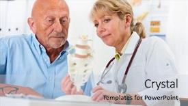  Presentation with cause - Theme having describing people - physical therapist talking to patient background and a lemonade colored foreground