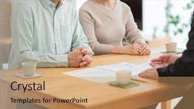  Presentation with aged - Beautiful theme featuring description - businessman explaining to a middle-aged backdrop and a coral colored foreground