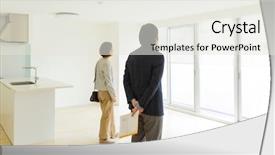  Presentation with room - Presentation design featuring description - listing of room findings background and a sky blue colored foreground