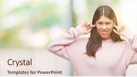  Presentation with young woman diagnosis of sti - Amazing slides having descuentos - young beautiful hispanic woman wearing backdrop and a  colored foreground