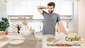  Presentation with fruit and vegetable - Slide deck featuring desease - confused handsome man cooking vegetable background and a lemonade colored foreground