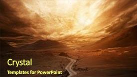  Presentation with desert - Presentation theme consisting of desert - dramatic sky over road background and a tawny brown colored foreground