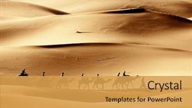 Presentation with sahara - Audience pleasing PPT theme consisting of desert - sahara caravan backdrop and a yellow colored foreground