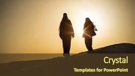  Presentation with sun desert - Cool new PPT theme with desert - two traditional clothed women standing backdrop and a tawny brown colored foreground